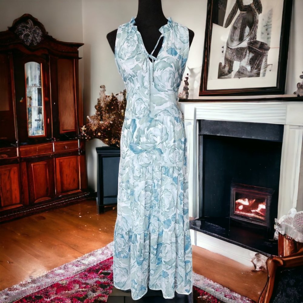 NWT CALVIN KLEIN (2) Chiffon Floral Maxi Dress